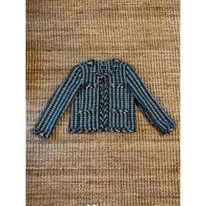 J. Crew Tweed Suit Set Jacket Skirt Women's Size 6 Green Plaid Blazer